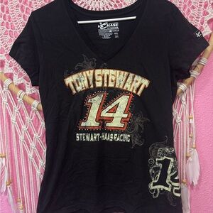 Chase Authentics Tony Stewart Black and Orange Racing Women's Tee